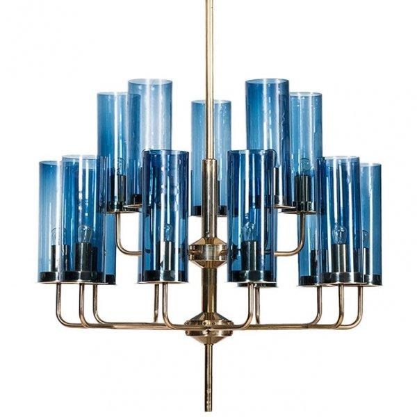 Люстра Loft-Concept Hans-Agne Jakobsson Brass  Blue Glass Tube 40.465-0 12112