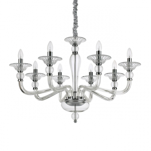Подвесная люстра Ideal Lux Danieli SP8 Trasparente 159980 Подвесная люстра Ideal Lux Danieli SP8 Trasparente 159980