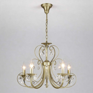 Подвесная люстра Eurosvet Alda 3305/5 латунь/прозрачный хрусталь Strotskis a072114