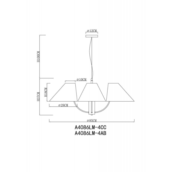 Подвесная люстра Arte Lamp Rondo A4086LM-4CC Подвесная люстра Arte Lamp Rondo A4086LM-4CC