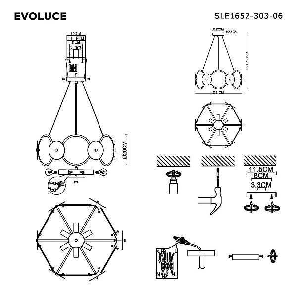 Подвесная люстра Evoluce Desi SLE1652-303-06