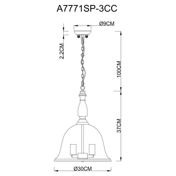 Подвесная люстра Arte Lamp Bell A7771SP-3CC Подвесная люстра Arte Lamp Bell A7771SP-3CC