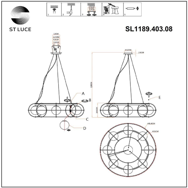 Подвесная люстра ST Luce Beata SL1189.403.08 Подвесная люстра ST Luce Beata SL1189.403.08