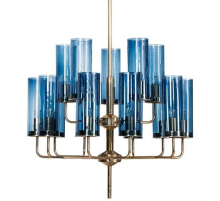 Люстра Loft-Concept Hans-Agne Jakobsson Brass  Blue Glass Tube 40.465-0 12113