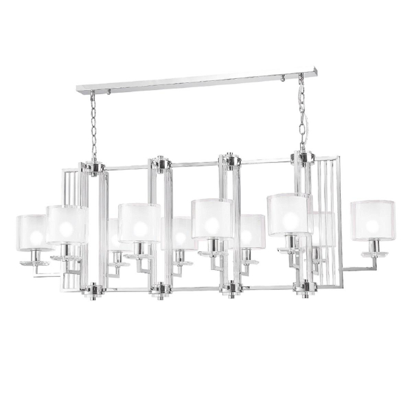 Подвесная люстра Crystal Lux Nicolas SP10 L1300 Nickel/White Подвесная люстра Crystal Lux Nicolas SP10 L1300 Nickel/White