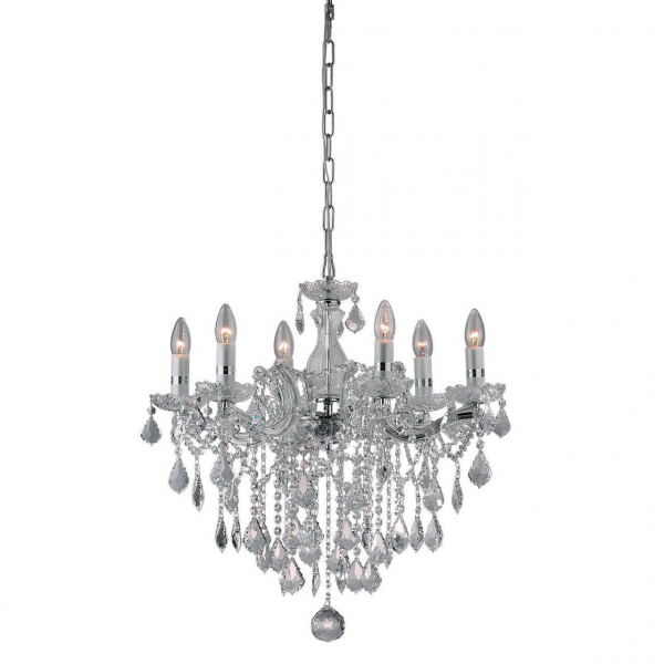 Подвесная люстра Ideal Lux Florian SP6 Cromo 035628 Подвесная люстра Ideal Lux Florian SP6 Cromo 035628