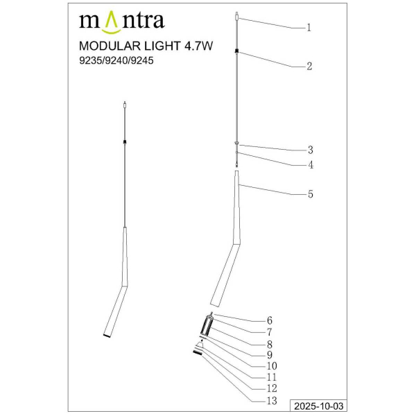 Подвесная люстра Mantra Boomerang 9393+9240 (14L)