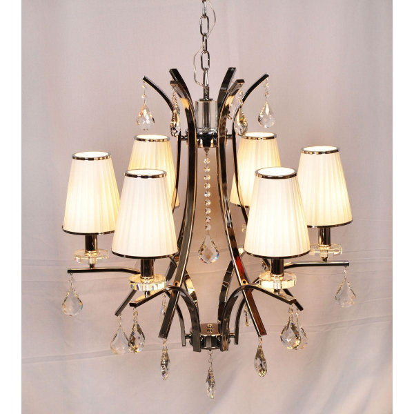Подвесная люстра Lumina Deco Glamour LDP 66247-6 WT+CHR Подвесная люстра Lumina Deco Glamour LDP 66247-6 WT+CHR