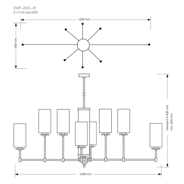 Подвесная люстра KUTEK MOOD Empoli EMP-ZWL-8(Z) Подвесная люстра KUTEK MOOD Empoli EMP-ZWL-8(Z)