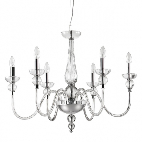 Подвесная люстра Ideal Lux Doge SP6 Trasparente 044422 Подвесная люстра Ideal Lux Doge SP6 Trasparente 044422