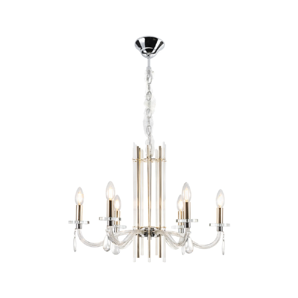 Подвесная люстра Crystal Lux AURELIO SP6 GOLD+CHROME/TRANSPARENT