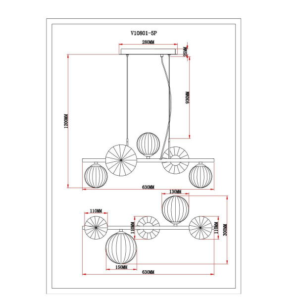 Подвесная люстра Moderli Molly V10801-5P Подвесная люстра Moderli Molly V10801-5P