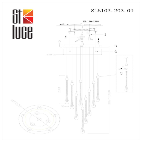 Подвесная светодиодная люстра ST Luce Faenza SL6103.203.09 Подвесная светодиодная люстра ST Luce Faenza SL6103.203.09