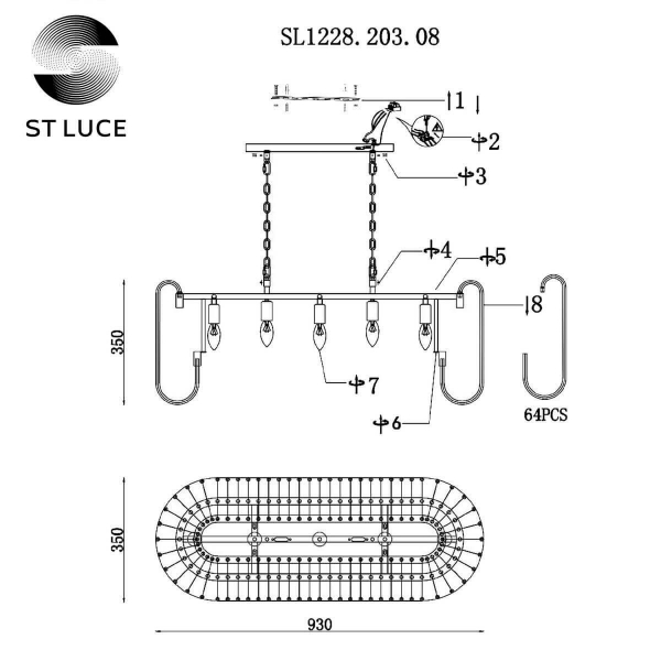 Подвесная люстра ST Luce Grosseto SL1228.203.08 Подвесная люстра ST Luce Grosseto SL1228.203.08