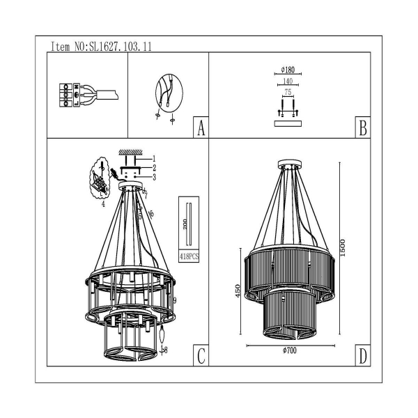 Подвесная люстра ST Luce Velletri SL1627.103.11 Подвесная люстра ST Luce Velletri SL1627.103.11
