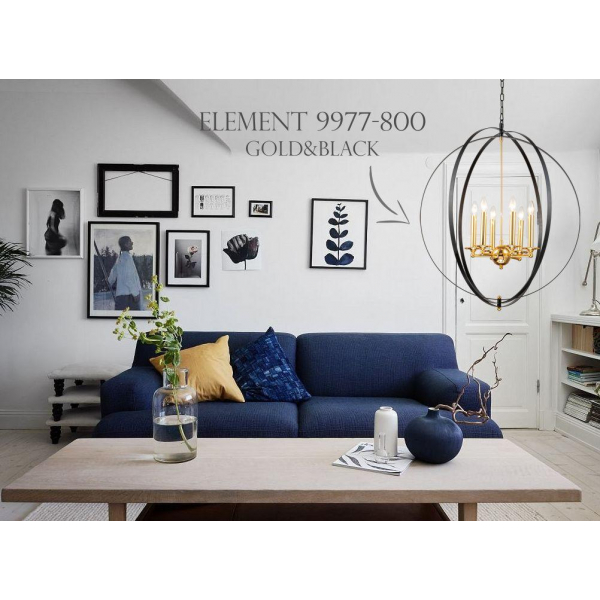 Подвесная люстра iLamp Element 9977-800 GoldBlack Подвесная люстра iLamp Element 9977-800 GoldBlack