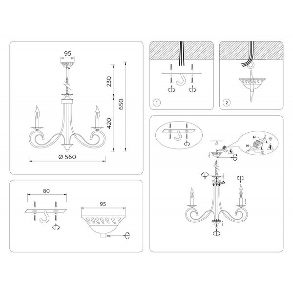 Подвесная люстра Ambrella light Traditional Modern TR9605 Подвесная люстра Ambrella light Traditional Modern TR9605