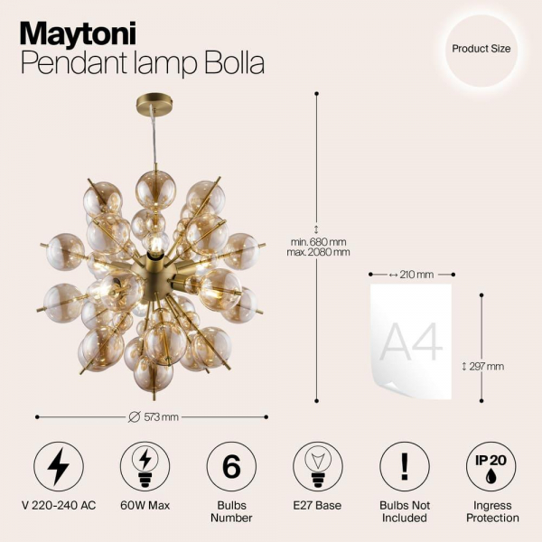 Подвесная люстра Maytoni Bolla MOD133PL-06BS Подвесная люстра Maytoni Bolla MOD133PL-06BS