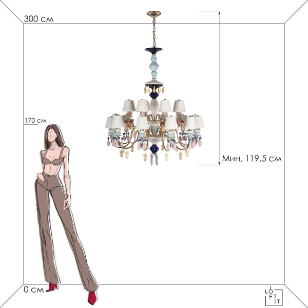 Подвесная люстра Loft IT Grace 10203/12+8 Mult Подвесная люстра Loft IT Grace 10203/12+8 Mult