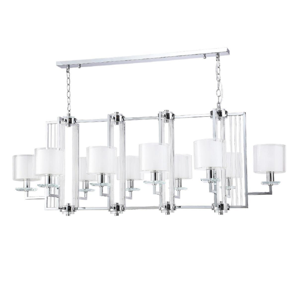 Подвесная люстра Crystal Lux Nicolas SP10 L1300 Nickel/White Подвесная люстра Crystal Lux Nicolas SP10 L1300 Nickel/White