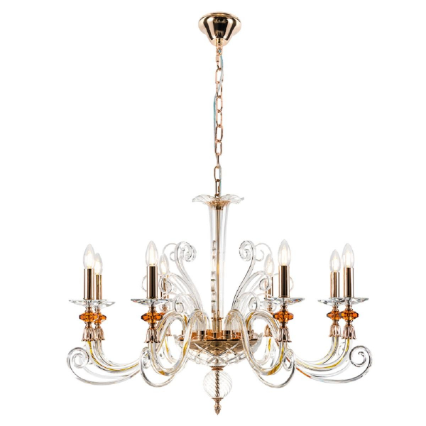 Подвесная люстра Crystal Lux Catarina SP8 V2 Gold/Transparent-Cognac Подвесная люстра Crystal Lux Catarina SP8 V2 Gold/Transparent-Cognac