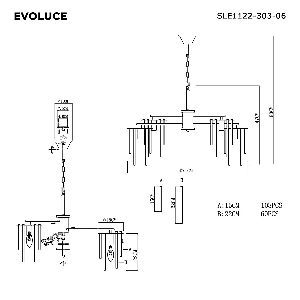 Подвесная люстра Evoluce Lynden SLE1122-303-06