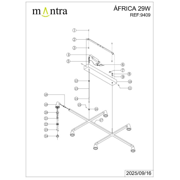 Подвесная люстра Mantra Africa 9409