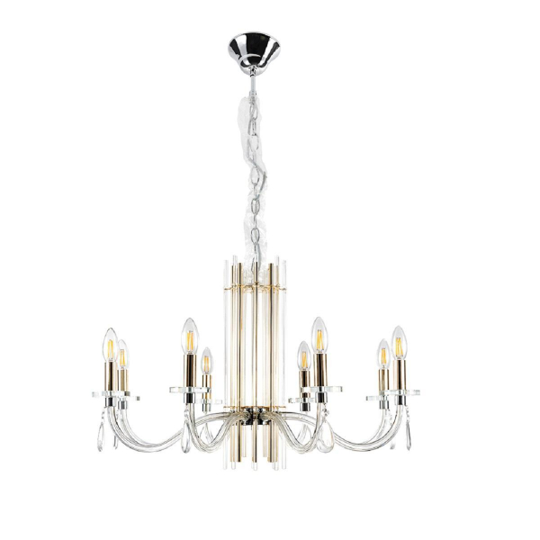 Подвесная люстра Crystal Lux AURELIO SP8 GOLD+CHROME/TRANSPARENT Подвесная люстра Crystal Lux AURELIO SP8 GOLD+CHROME/TRANSPARENT