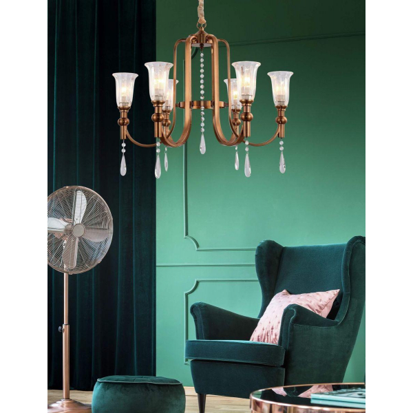 Подвесная люстра Lumina Deco Rionella LDP 8041-6 S.GD Подвесная люстра Lumina Deco Rionella LDP 8041-6 S.GD