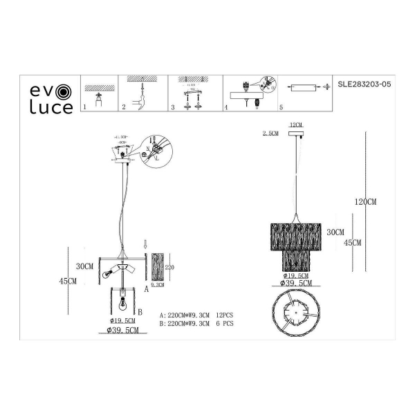 Подвесная люстра Evoluce Rida SLE283203-05 Подвесная люстра Evoluce Rida SLE283203-05