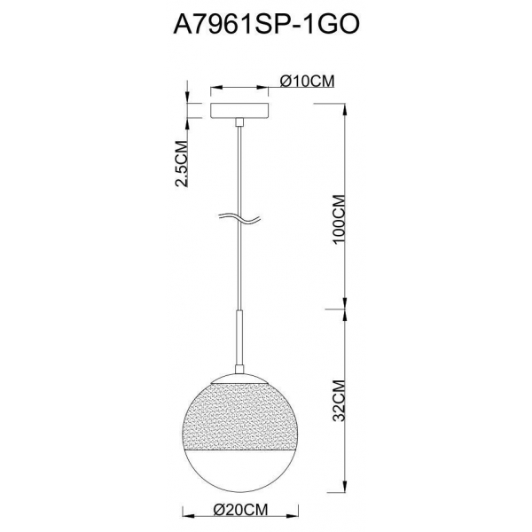 Подвесной светильник Arte Lamp Jupiter Gold A7961SP-1GO Подвесной светильник Arte Lamp Jupiter Gold A7961SP-1GO