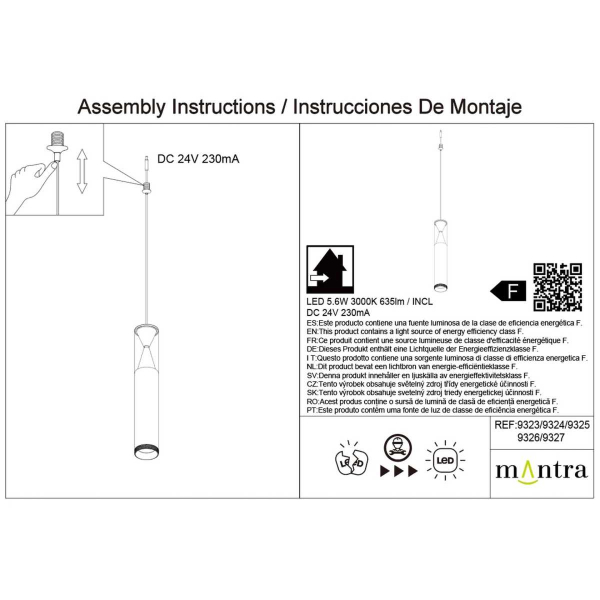 Подвесной модульный светильник без основания Mantra Spark 9325