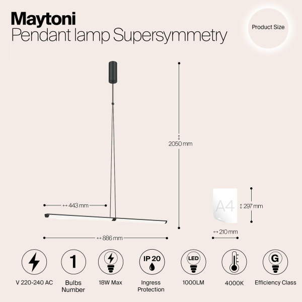 Подвесной светодиодный светильник Maytoni Supersymmetry P096PL-L11BK1