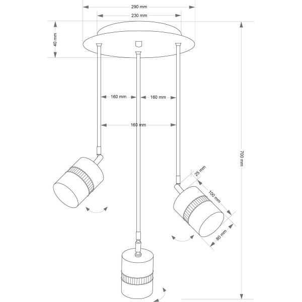 Подвесной светильник  KUTEK VESTO VES-ZW-3(P)P