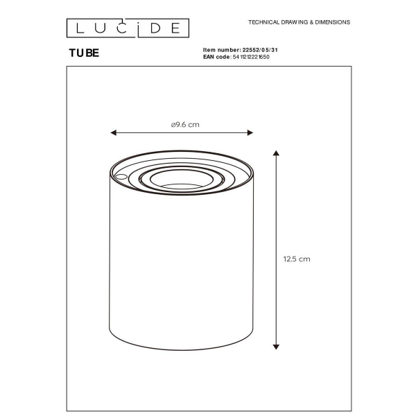 Настольная лампа Lucide Tube 22552/05/31 Настольная лампа Lucide Tube 22552/05/31