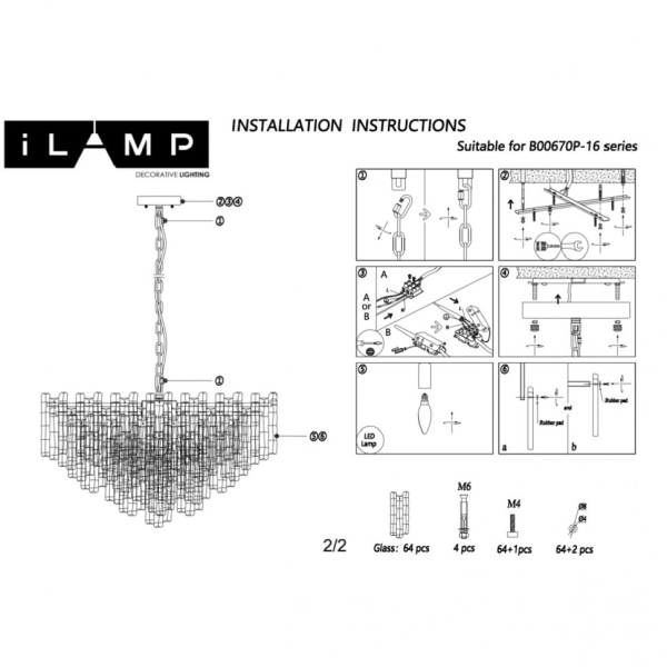 Подвесной светильник iLamp Gramercy 670P-16 CR+CL