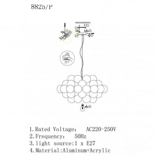 Подвесной светильник iLamp Baly 8825P/1 RGL Подвесной светильник iLamp Baly 8825P/1 RGL