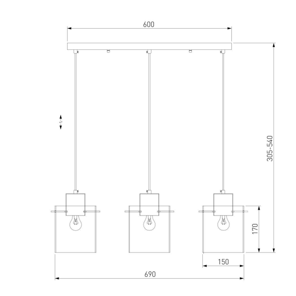 Подвесной светильник Eurosvet Trim 50227/3 дымчатый Подвесной светильник Eurosvet Trim 50227/3 дымчатый