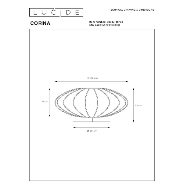 Настольная лампа Lucide Corina 03547/40/38 Настольная лампа Lucide Corina 03547/40/38