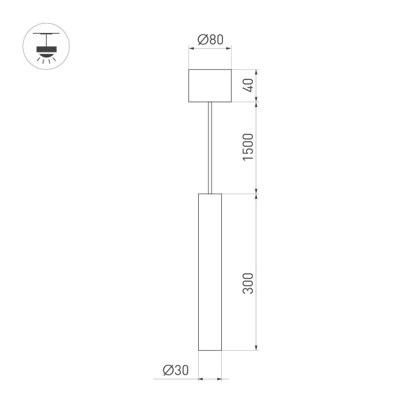 Подвесной светодиодный светильник Arlight SP-Pipe-Hang-L300-R30-9W Warm3000 038647 Подвесной светодиодный светильник Arlight SP-Pipe-Hang-L300-R30-9W Warm3000 038647