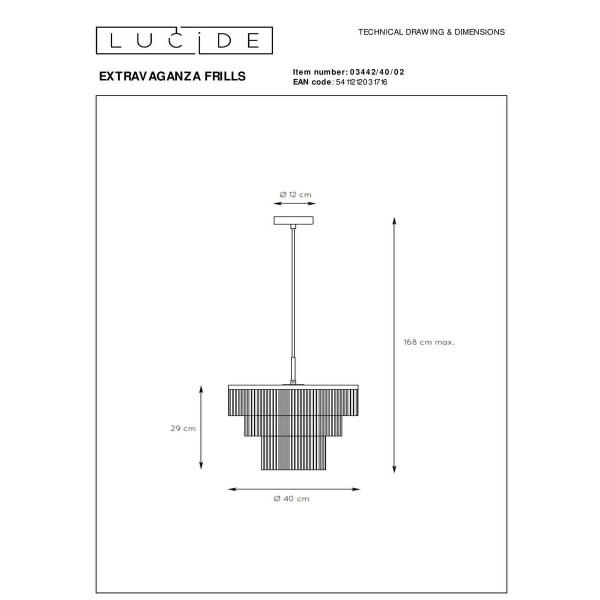 Подвесной светильник Lucide Extravaganza Frills 03442/40/02 Подвесной светильник Lucide Extravaganza Frills 03442/40/02