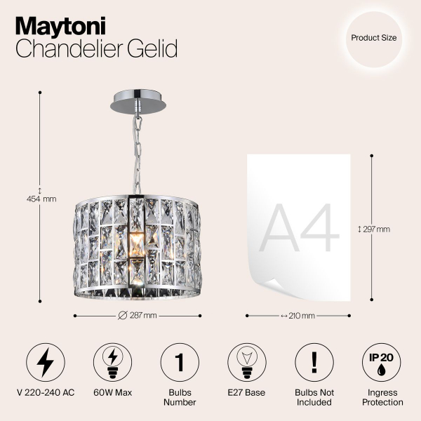 Подвесной светильник Maytoni Gelid MOD184-PL-01-CH Подвесной светильник Maytoni Gelid MOD184-PL-01-CH