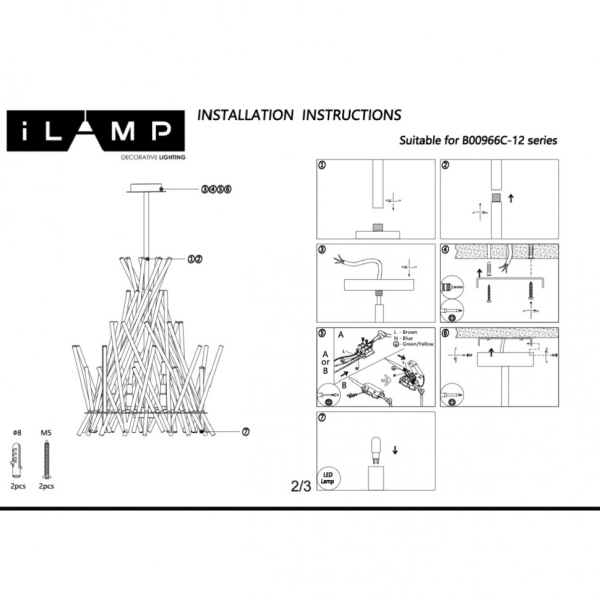 Подвесной светильник iLamp Casa 966C-12 CR+CL