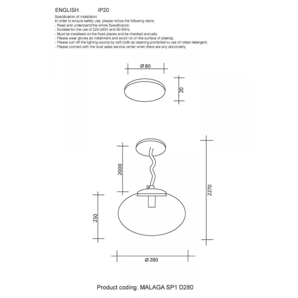 Подвесной светильник Crystal Lux Malaga SP1 D280 Gold Подвесной светильник Crystal Lux Malaga SP1 D280 Gold