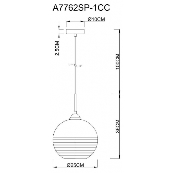 Подвесной светильник Arte Lamp Wave A7762SP-1CC Подвесной светильник Arte Lamp Wave A7762SP-1CC