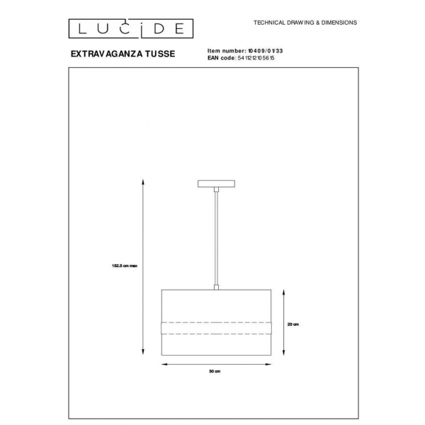 Подвесной светильник Lucide Extravaganza Tusse 10409/01/33 Подвесной светильник Lucide Extravaganza Tusse 10409/01/33