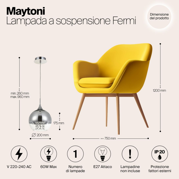 Подвесной светильник Maytoni Fermi P140-PL-110-1-N Подвесной светильник Maytoni Fermi P140-PL-110-1-N