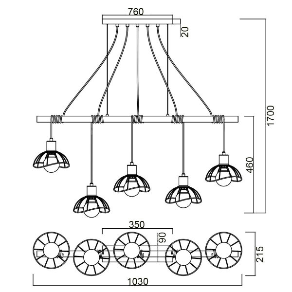 Подвесной светильник Vele Luce Formula VL6482P05 Подвесной светильник Vele Luce Formula VL6482P05