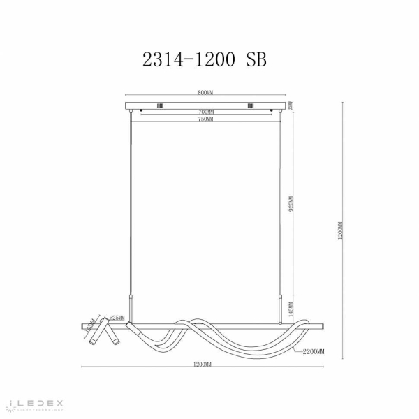 Подвесной светильник iLedex Cross 2314-1200 SB