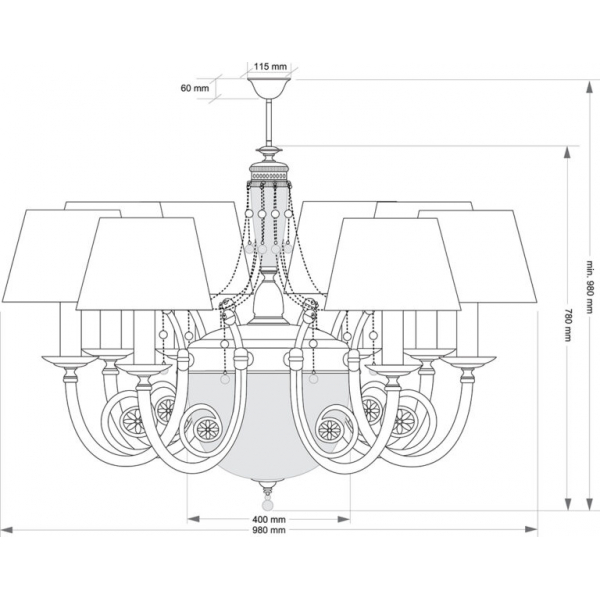 Подвесной светильник KUTEK BIBIONE BIB-ZW-8(Z/A)CR